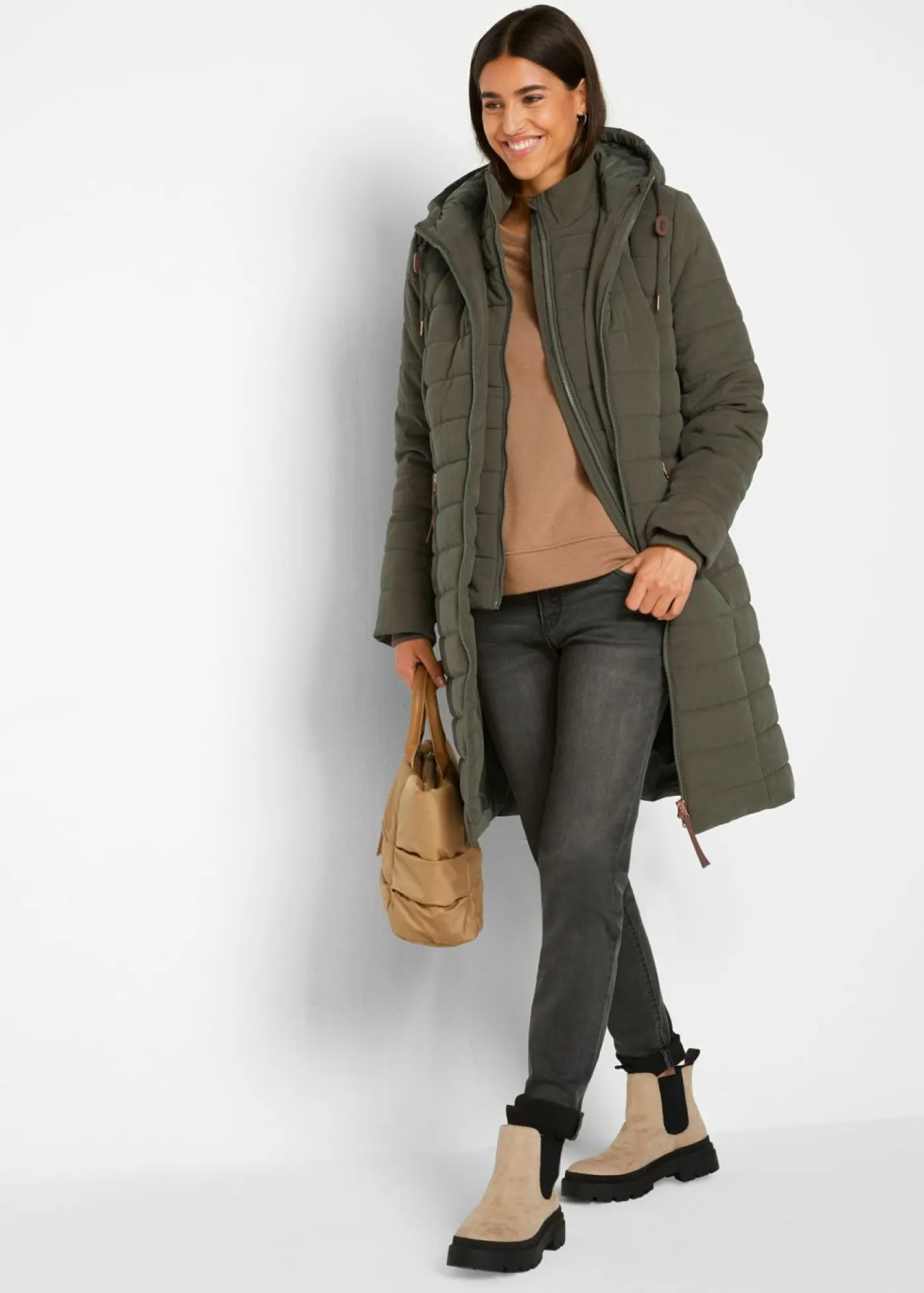 New Abrigo acolchado, aspecto 2 en 1 Mujer Chaquetas Y Abrigos