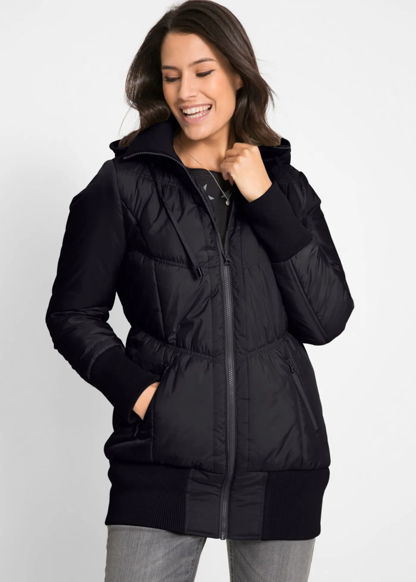 Best Abrigo acolchado con cinturilla cómoda ancha y capucha Mujer Chaquetas Y Abrigos