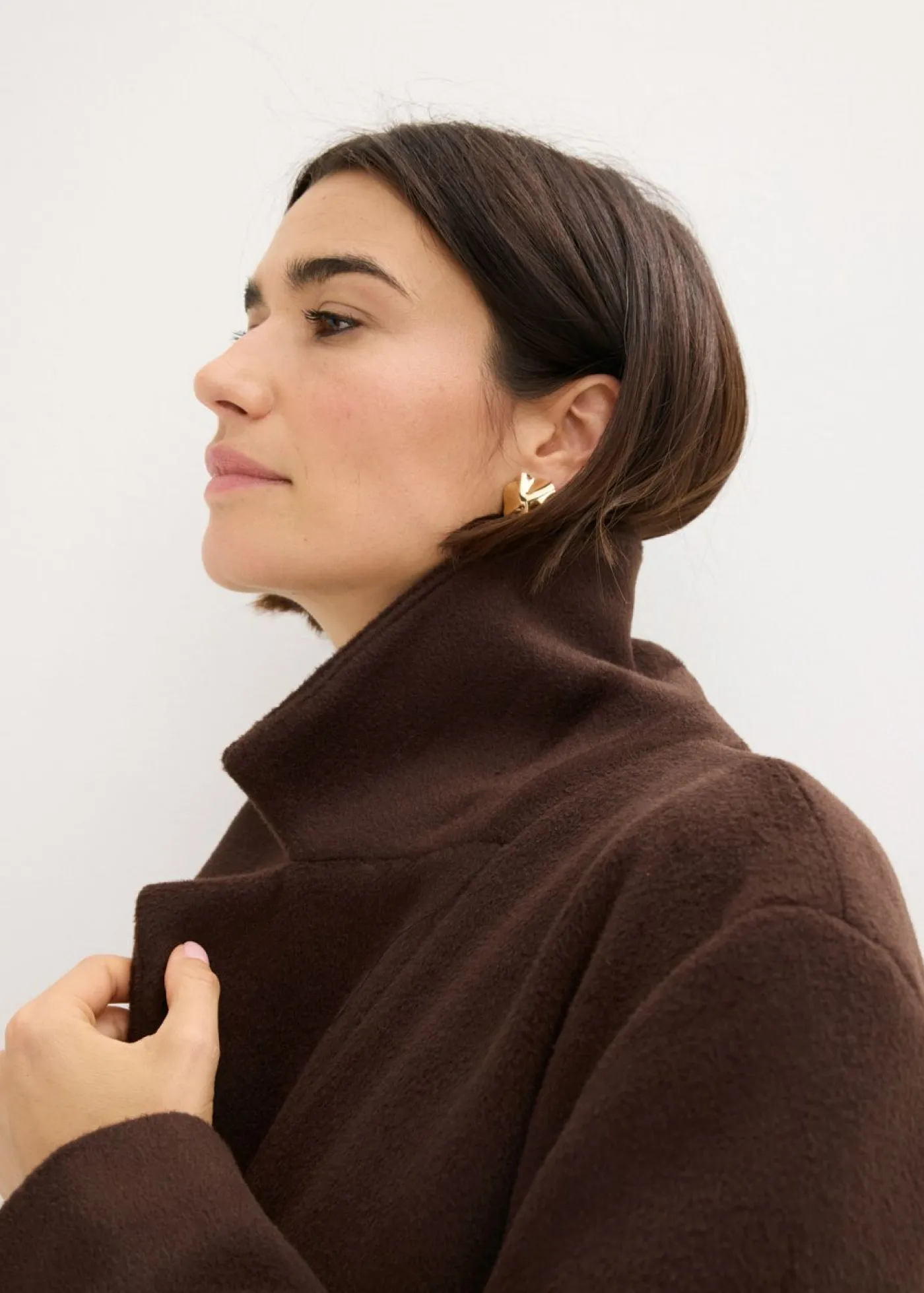 New Abrigo corto con aspecto de lana Mujer Chaquetas Y Abrigos
