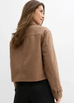 Best Abrigo corto con aspecto de lana Mujer Chaquetas Y Abrigos|Novedades