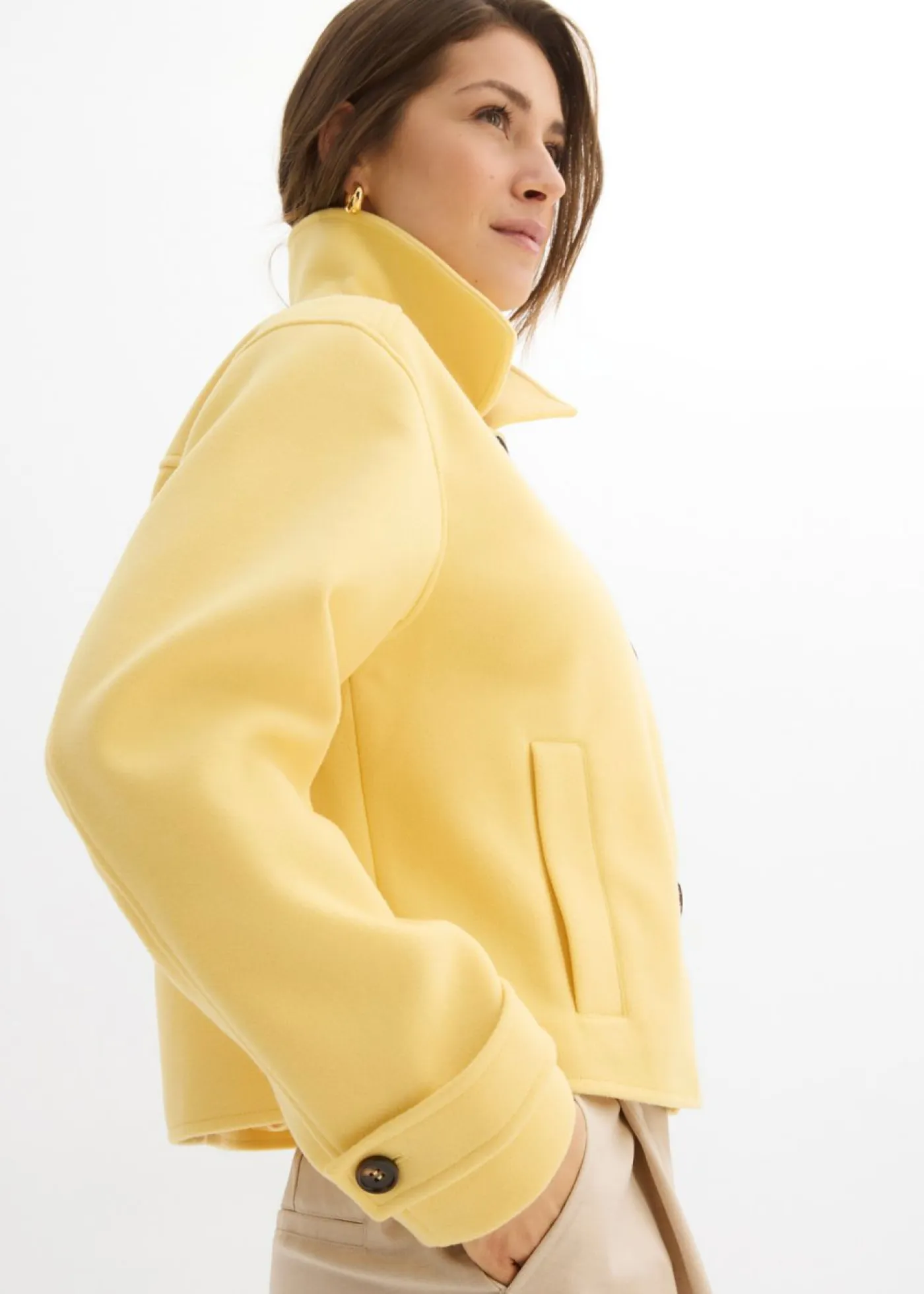 Online Abrigo corto con aspecto de lana Mujer Chaquetas Y Abrigos|Novedades