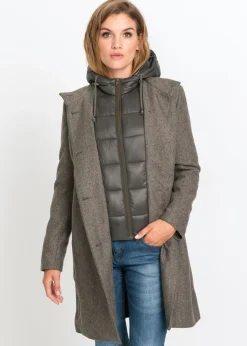 Best Abrigo corto de invierno con aspecto de lana y diseño 2 en 1 Mujer Chaquetas Y Abrigos