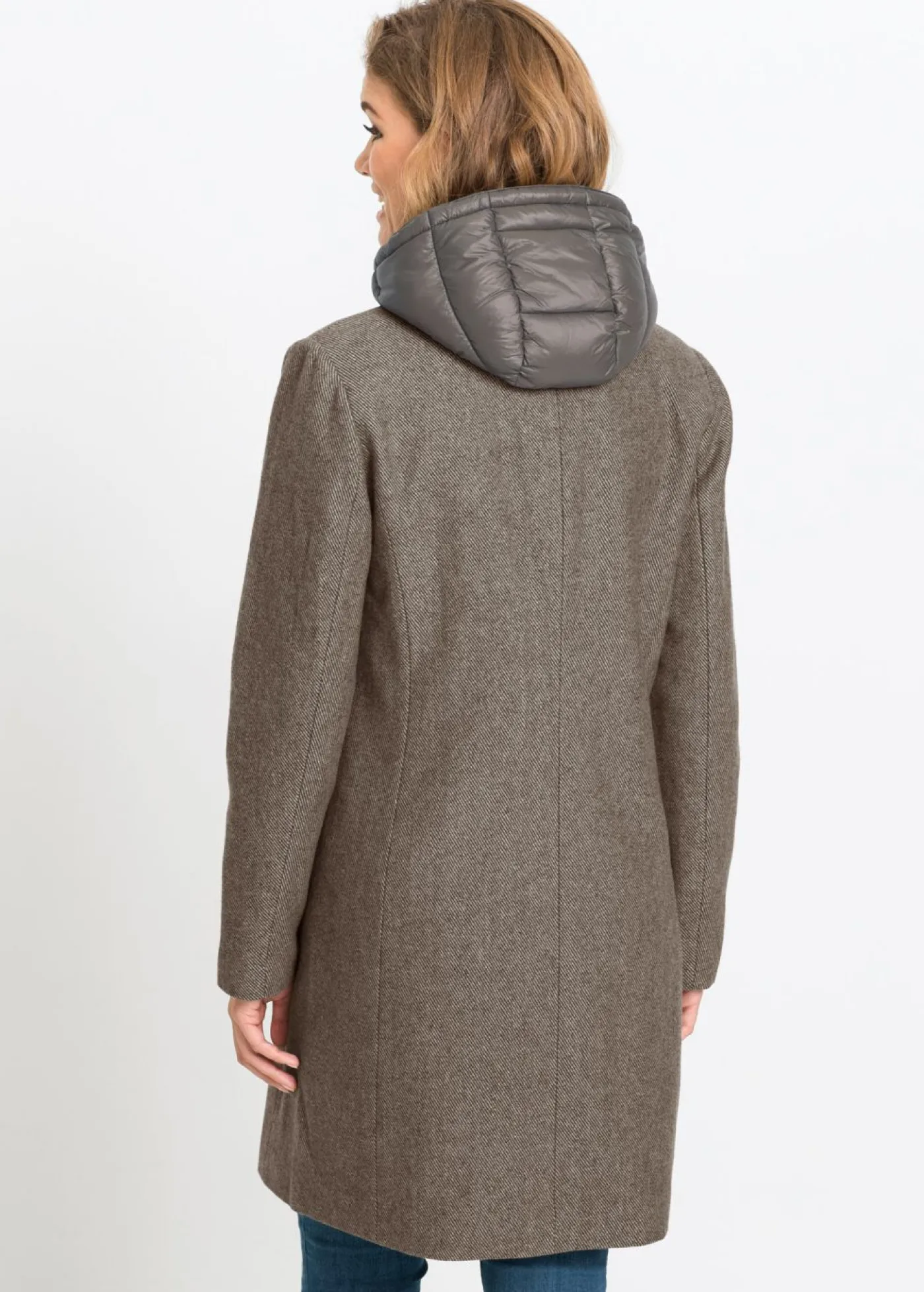 Best Abrigo corto de invierno con aspecto de lana y diseño 2 en 1 Mujer Chaquetas Y Abrigos