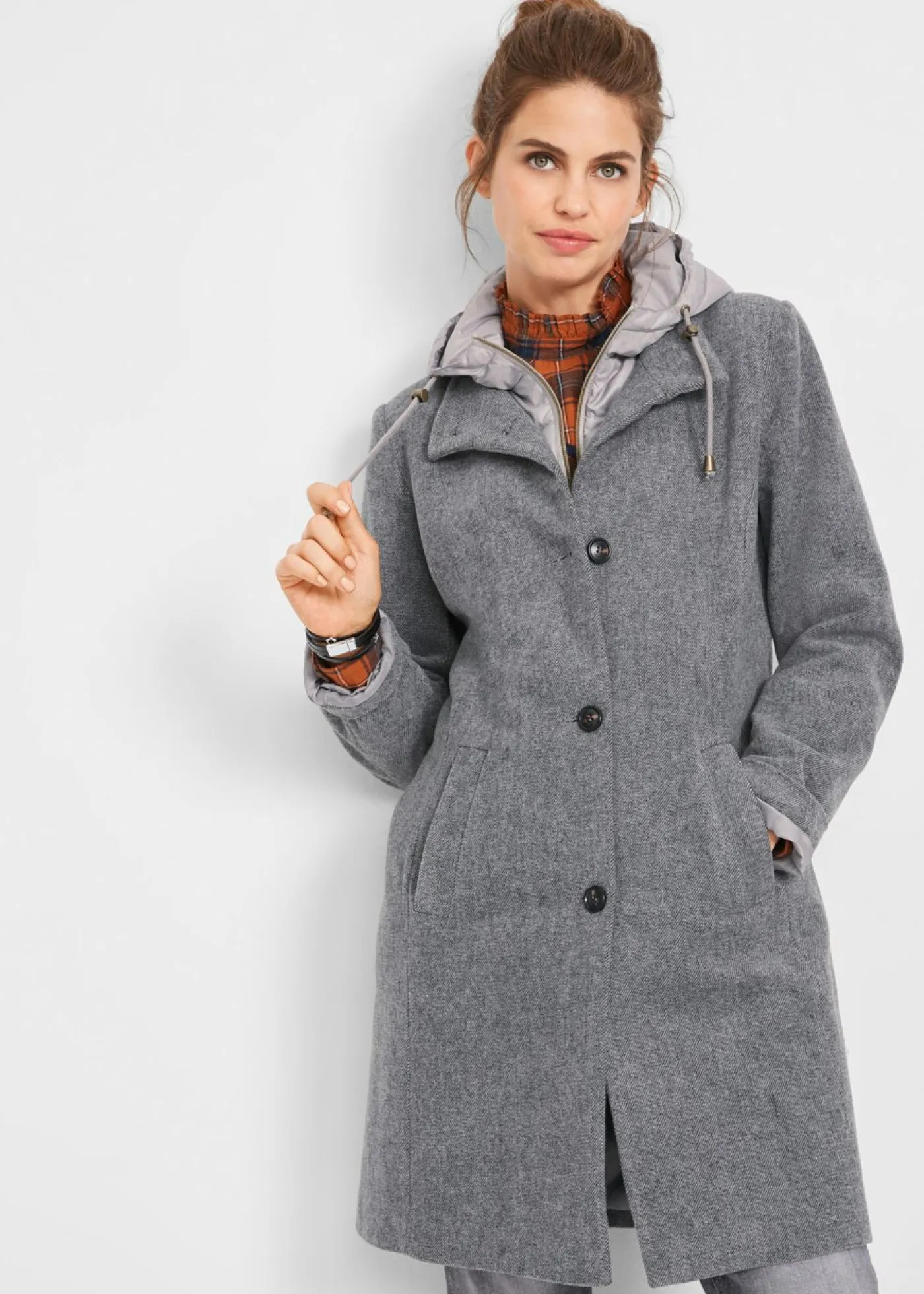 Clearance Abrigo corto de invierno con aspecto de lana y diseño 2 en 1 Mujer Chaquetas Y Abrigos