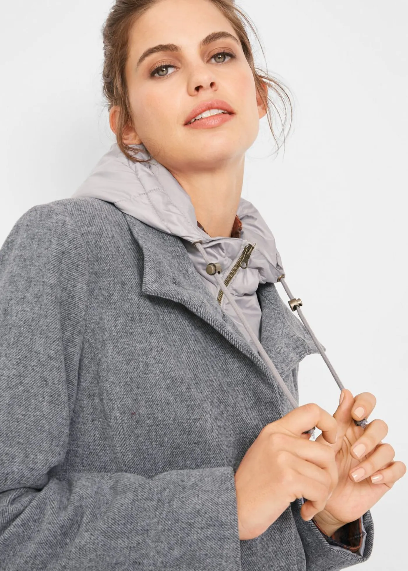 Clearance Abrigo corto de invierno con aspecto de lana y diseño 2 en 1 Mujer Chaquetas Y Abrigos