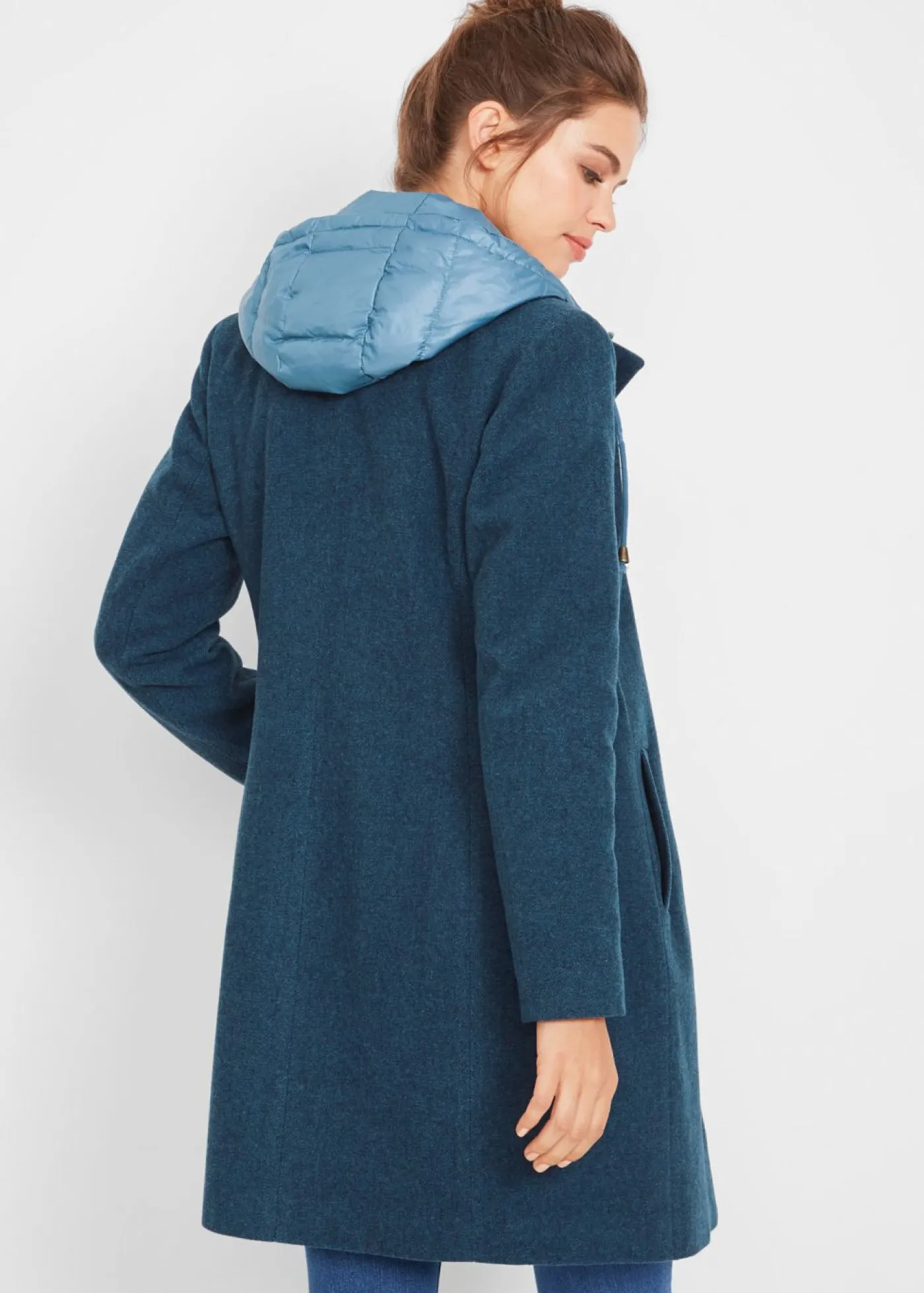 Best Abrigo corto de invierno con aspecto de lana y diseño 2 en 1 Mujer Chaquetas Y Abrigos