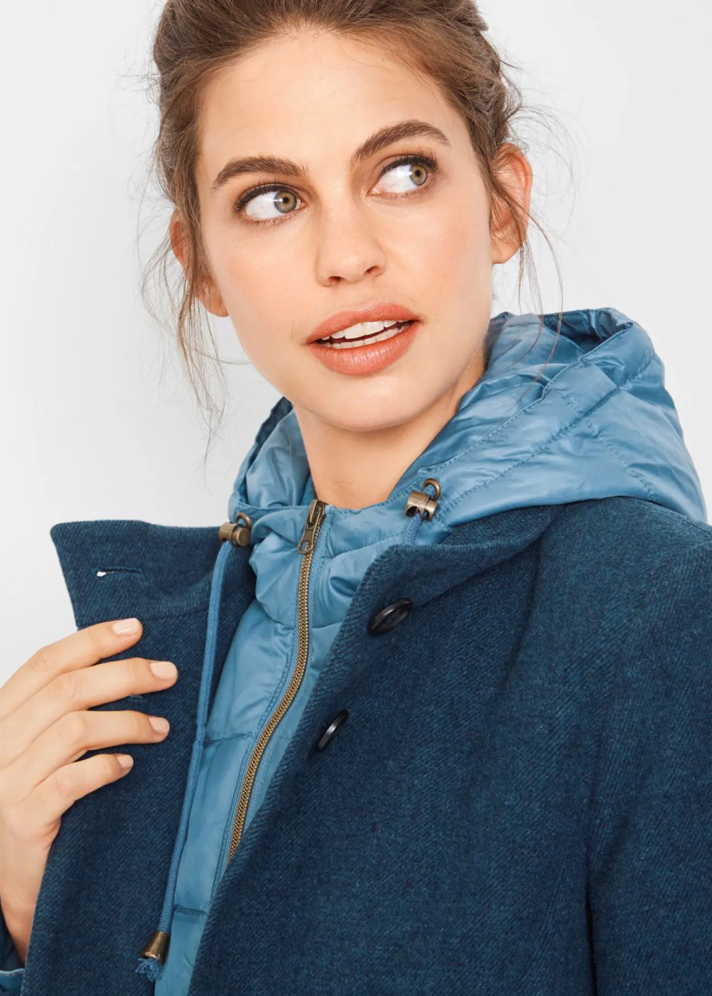Best Abrigo corto de invierno con aspecto de lana y diseño 2 en 1 Mujer Chaquetas Y Abrigos