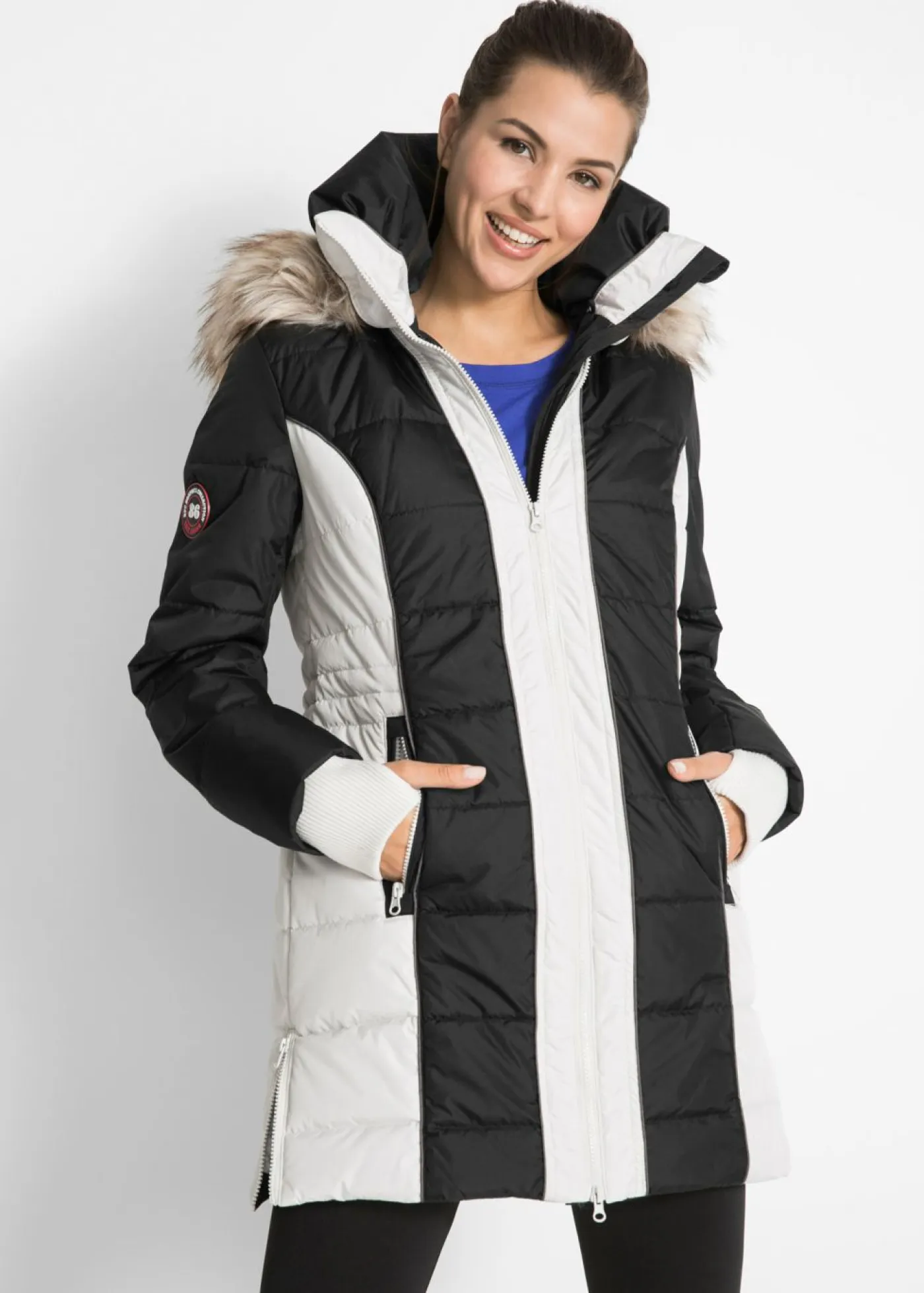 Clearance Abrigo corto para exteriores con pelo sintético y material impermeable Mujer Chaquetas Y Abrigos