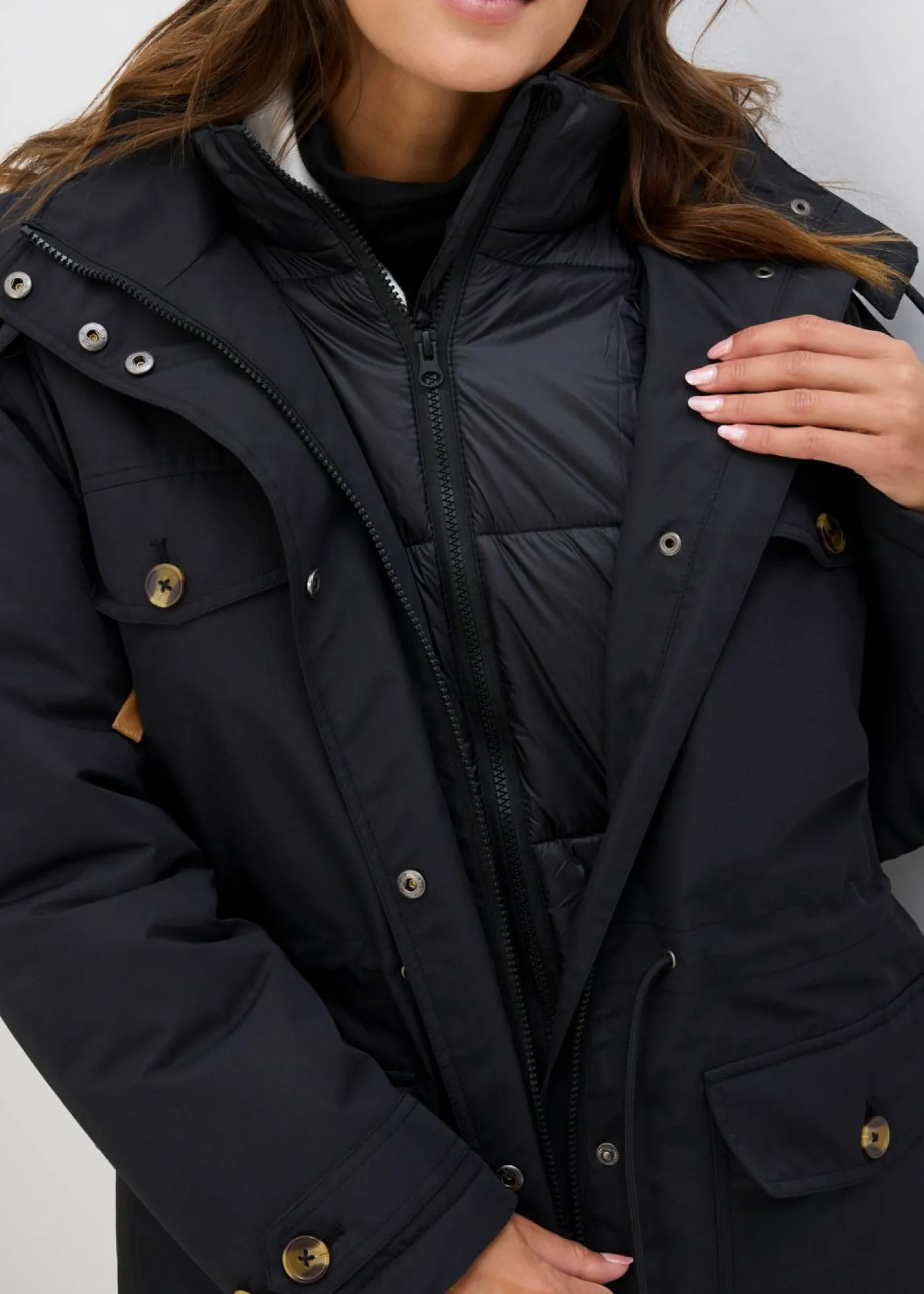 Abrigo de invierno, aspecto 2 en 1 Mujer Chaquetas Y Abrigos