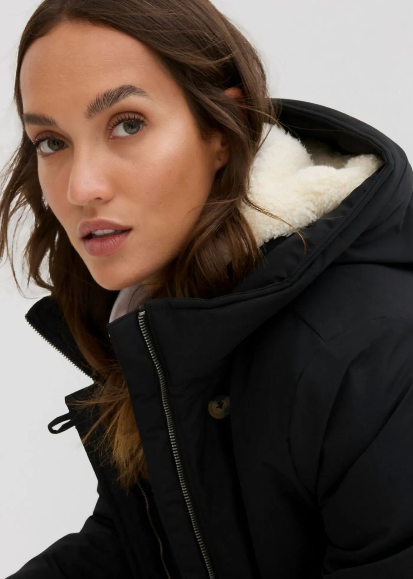 Best Abrigo de invierno con forro de peluche en la capucha Mujer Chaquetas Y Abrigos