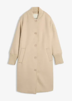 Discount Abrigo de lana con ribete de punto Mujer Premium|Chaquetas Y Abrigos
