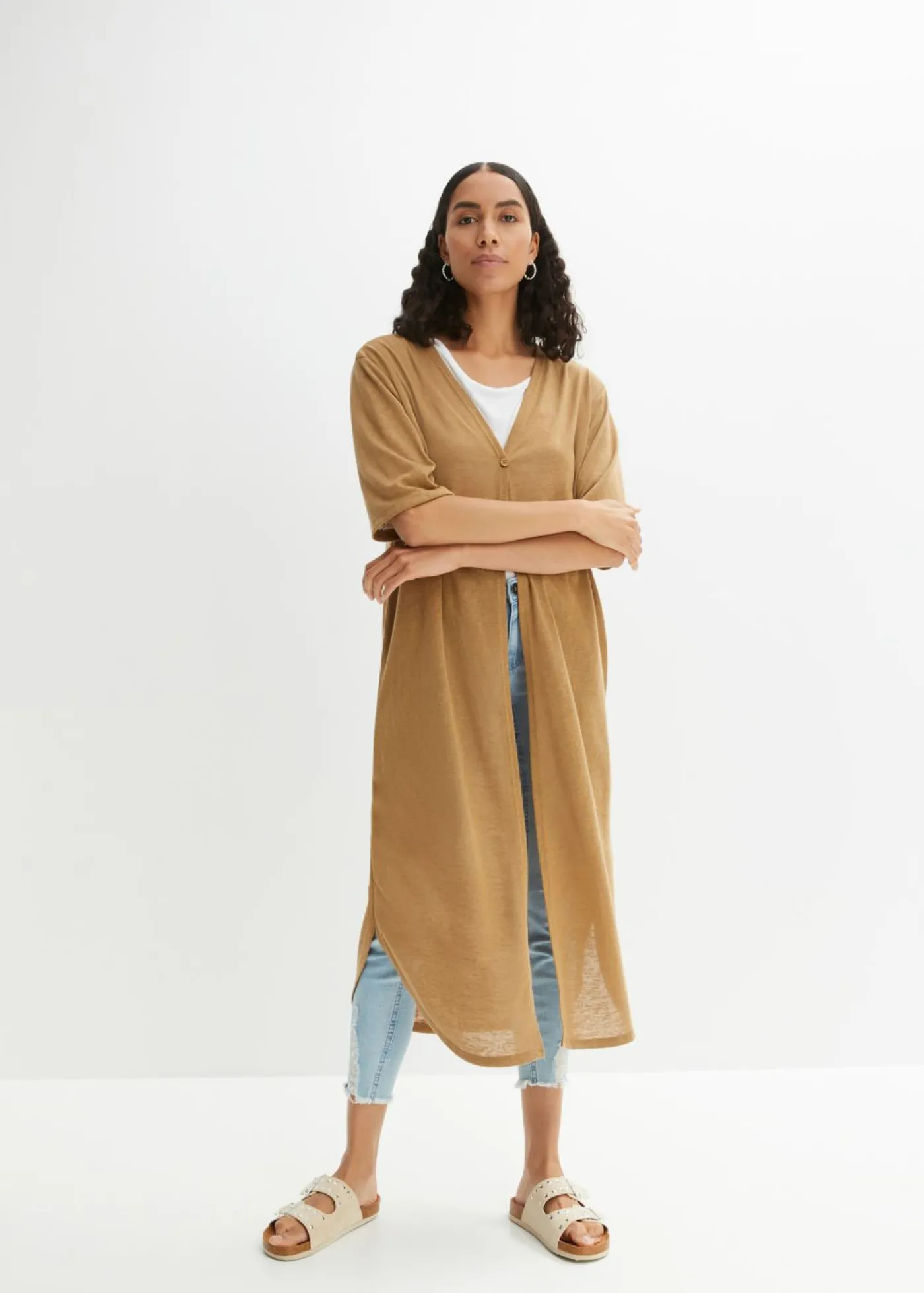 Clearance Abrigo de punto con aspecto de lino Mujer Jerséis|Ropa De Punto