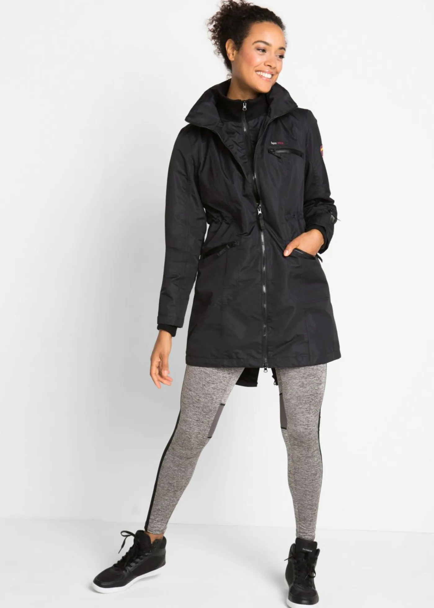 Abrigo funcional de entretiempo con capucha, aspecto 2 en 1, impermeable Mujer Chaquetas Y Abrigos