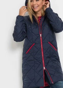 New Abrigo guateado en dos colores Mujer Chaquetas Y Abrigos