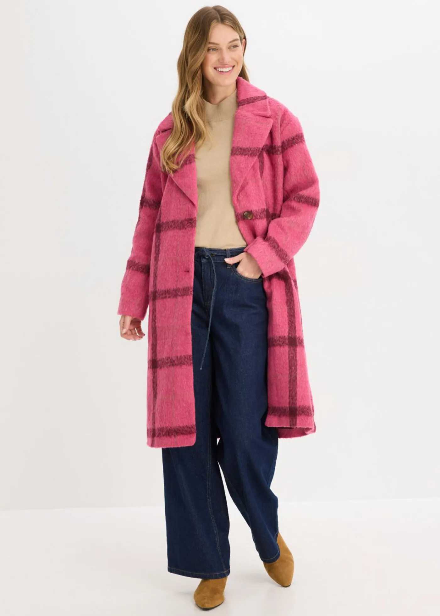 Outlet Abrigo holgado con aspecto de lana Mujer Chaquetas Y Abrigos