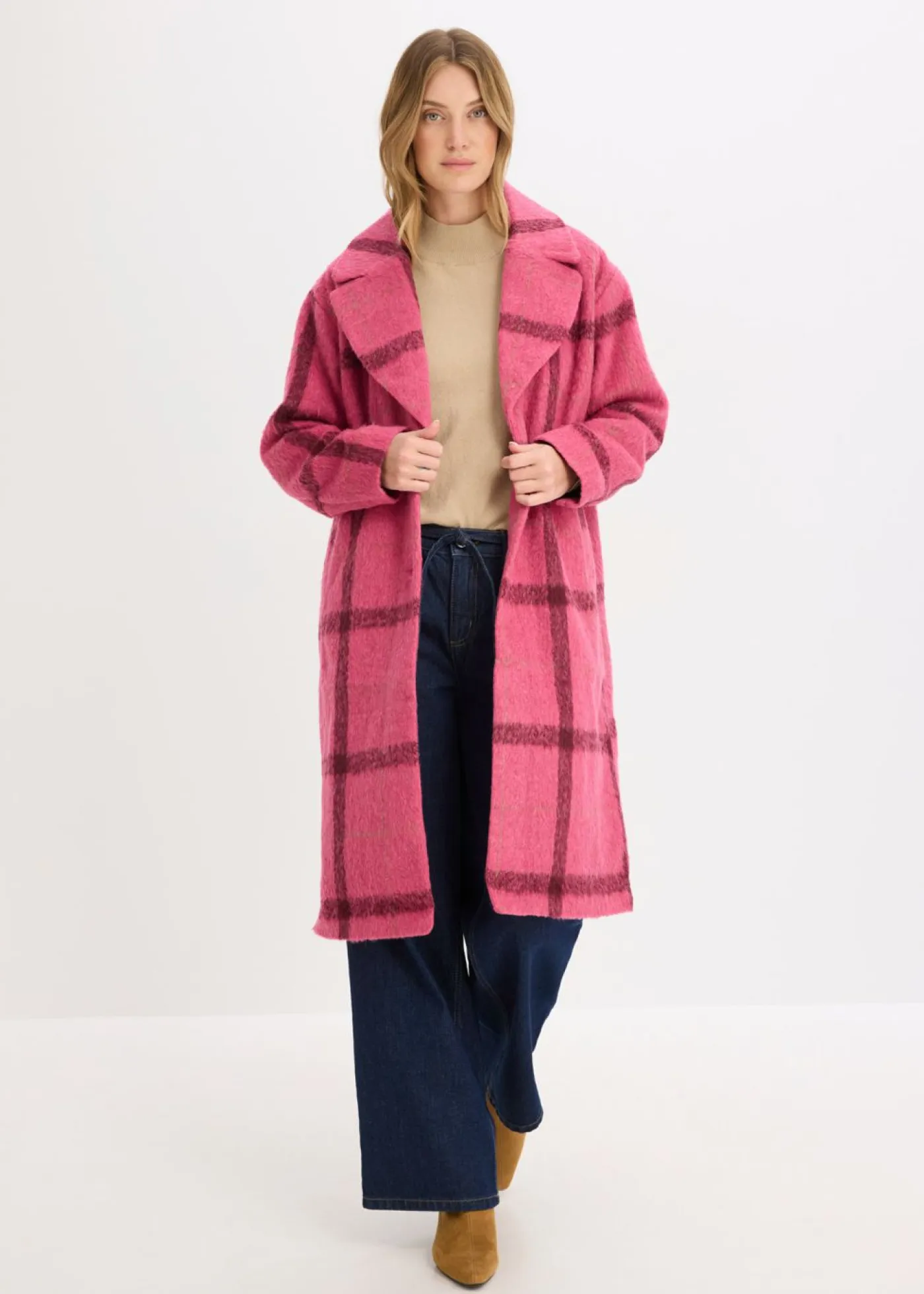 Outlet Abrigo holgado con aspecto de lana Mujer Chaquetas Y Abrigos