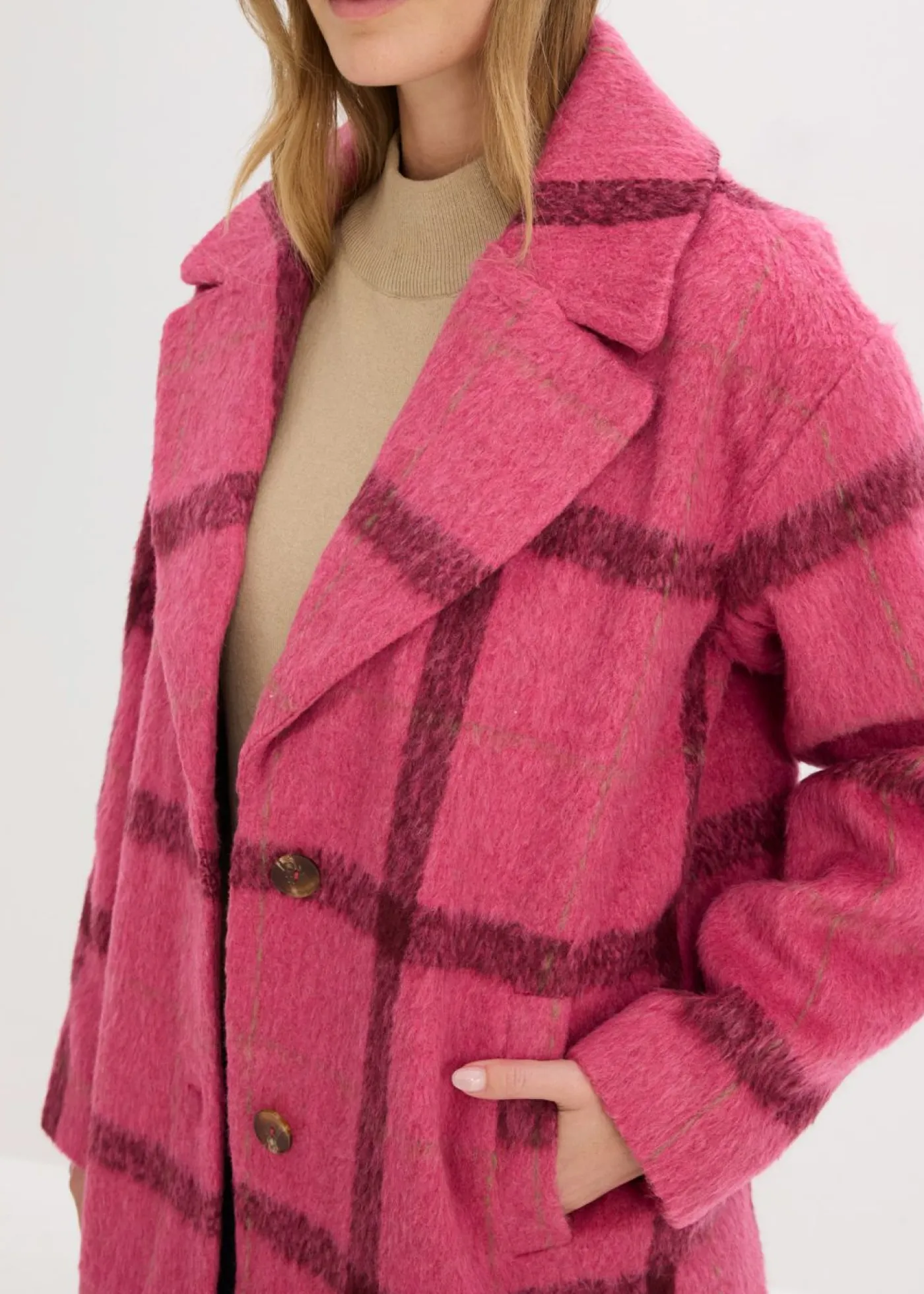 Outlet Abrigo holgado con aspecto de lana Mujer Chaquetas Y Abrigos