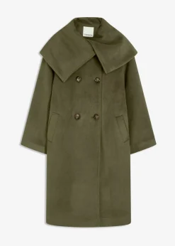 Abrigo holgado con aspecto de lana y cuello ancho Mujer Chaquetas Y Abrigos
