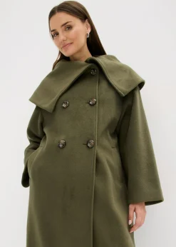Abrigo holgado con aspecto de lana y cuello ancho Mujer Chaquetas Y Abrigos
