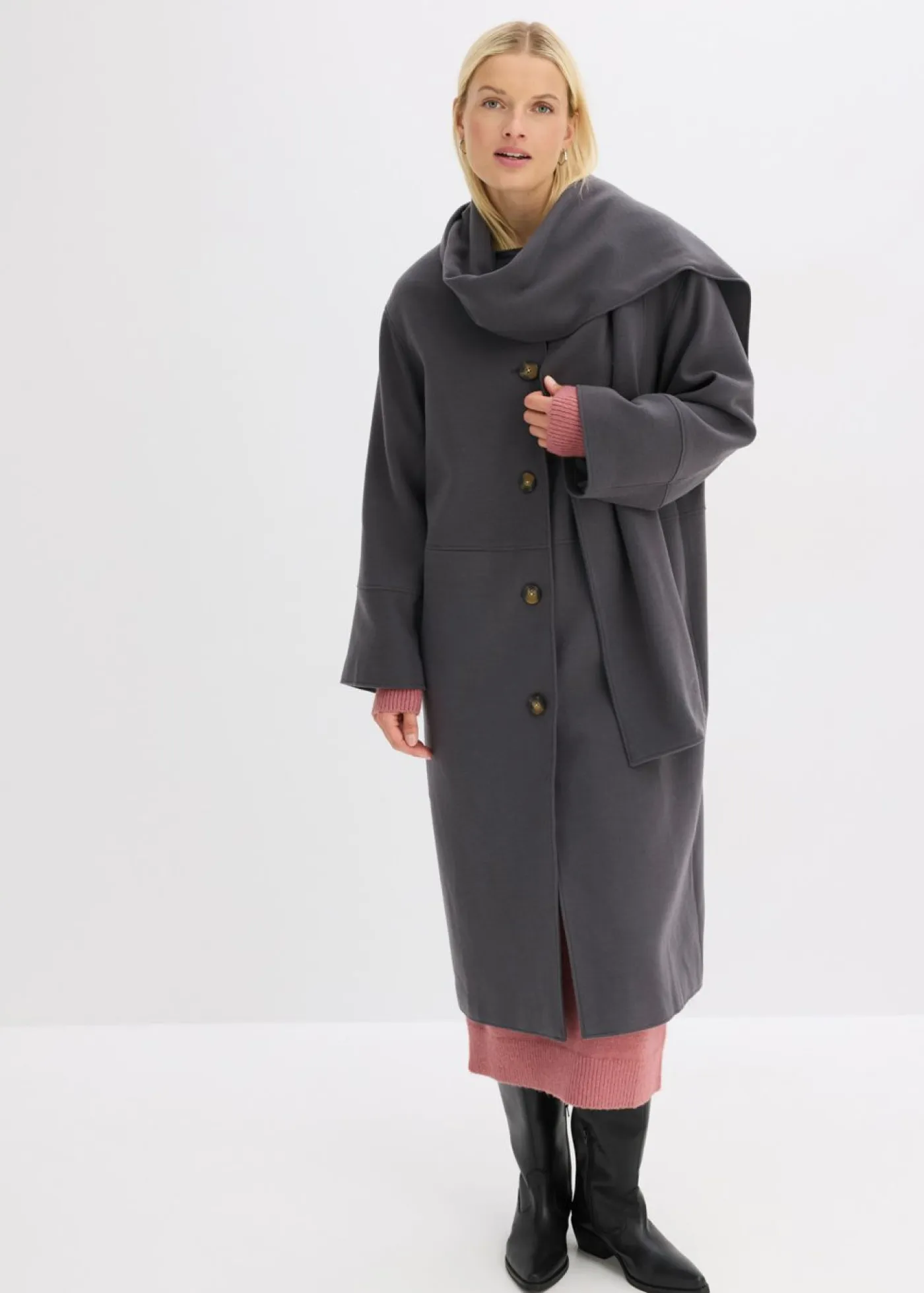 Abrigo holgado con dos bolsillos cosidos Mujer Esenciales|Chaquetas Y Abrigos