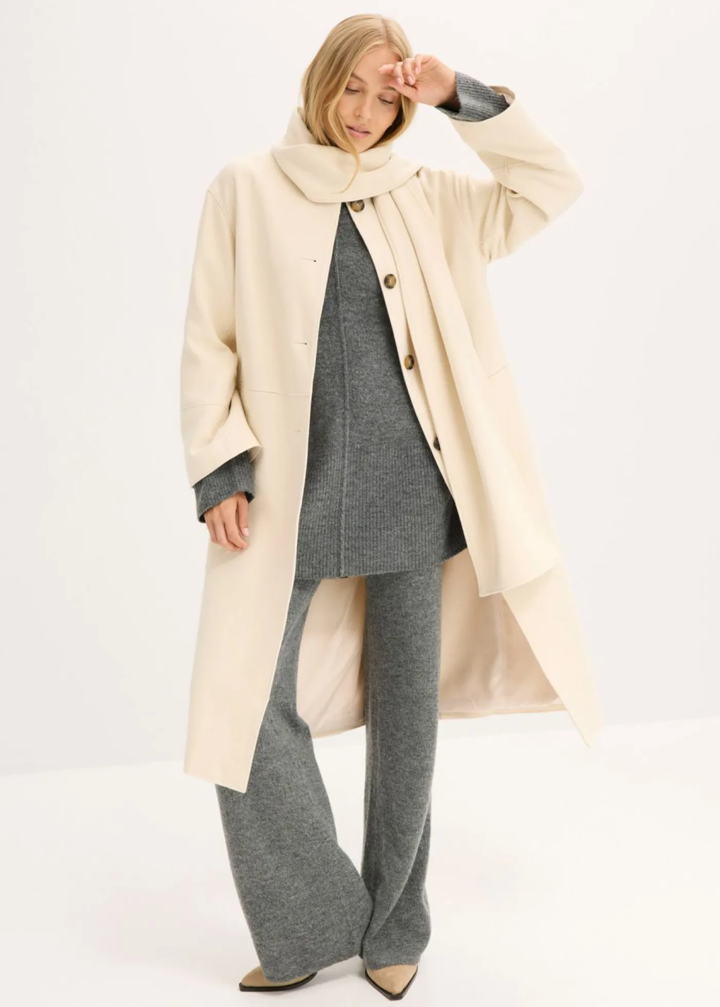 New Abrigo holgado con dos bolsillos cosidos Mujer Esenciales|Chaquetas Y Abrigos