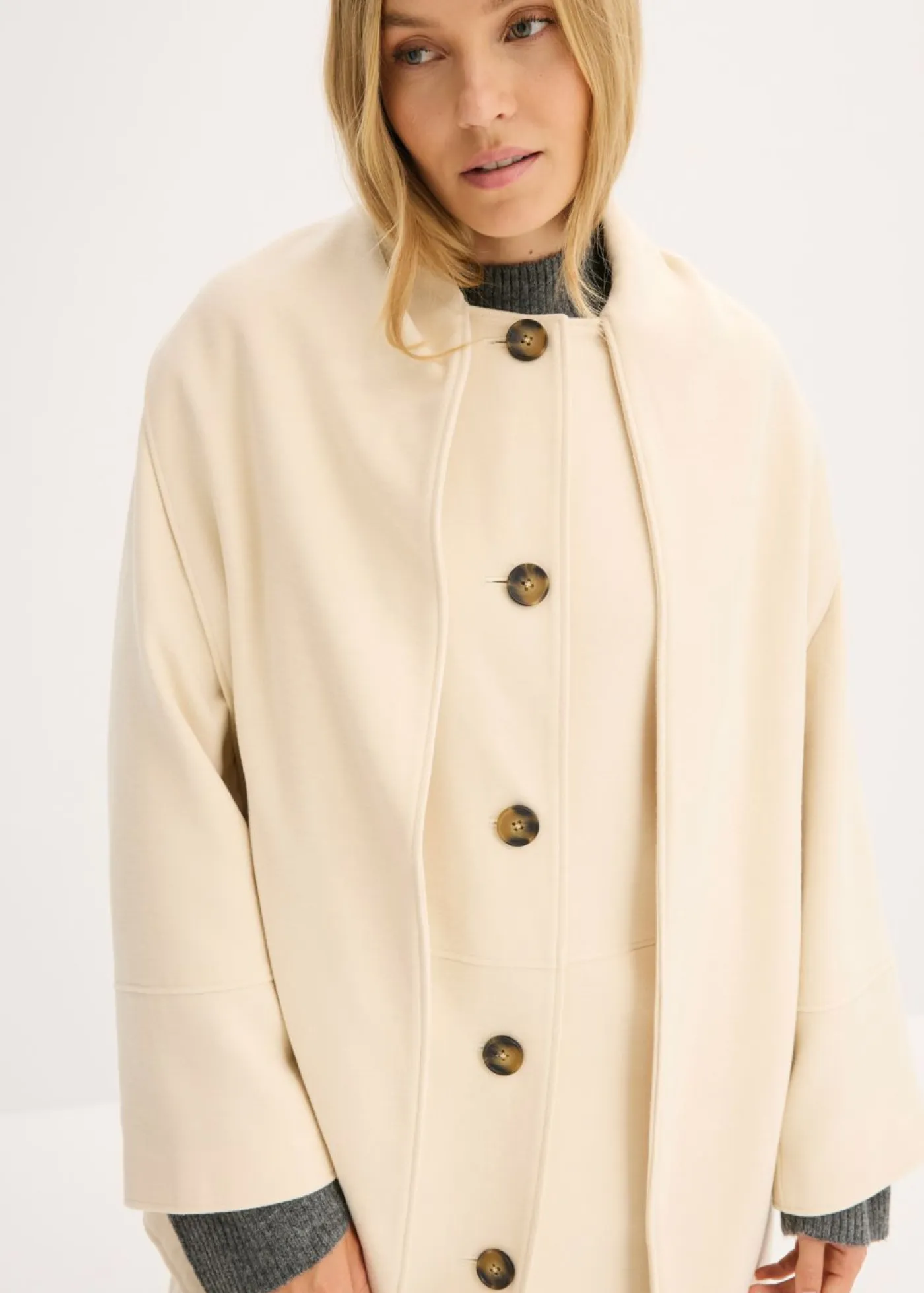 New Abrigo holgado con dos bolsillos cosidos Mujer Esenciales|Chaquetas Y Abrigos