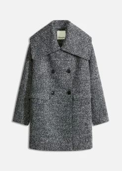 Outlet Abrigo holgado corto con aspecto de lana jaspeada Mujer Chaquetas Y Abrigos