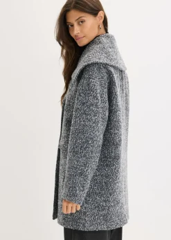 Outlet Abrigo holgado corto con aspecto de lana jaspeada Mujer Chaquetas Y Abrigos