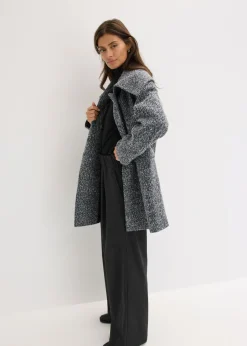 Outlet Abrigo holgado corto con aspecto de lana jaspeada Mujer Chaquetas Y Abrigos