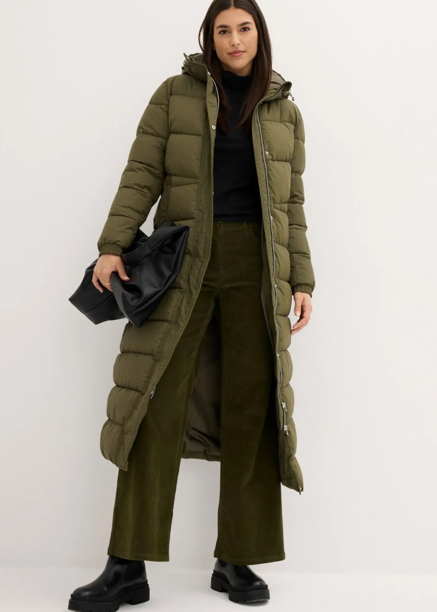 Clearance Abrigo largo guateado con capucha Mujer Chaquetas Y Abrigos