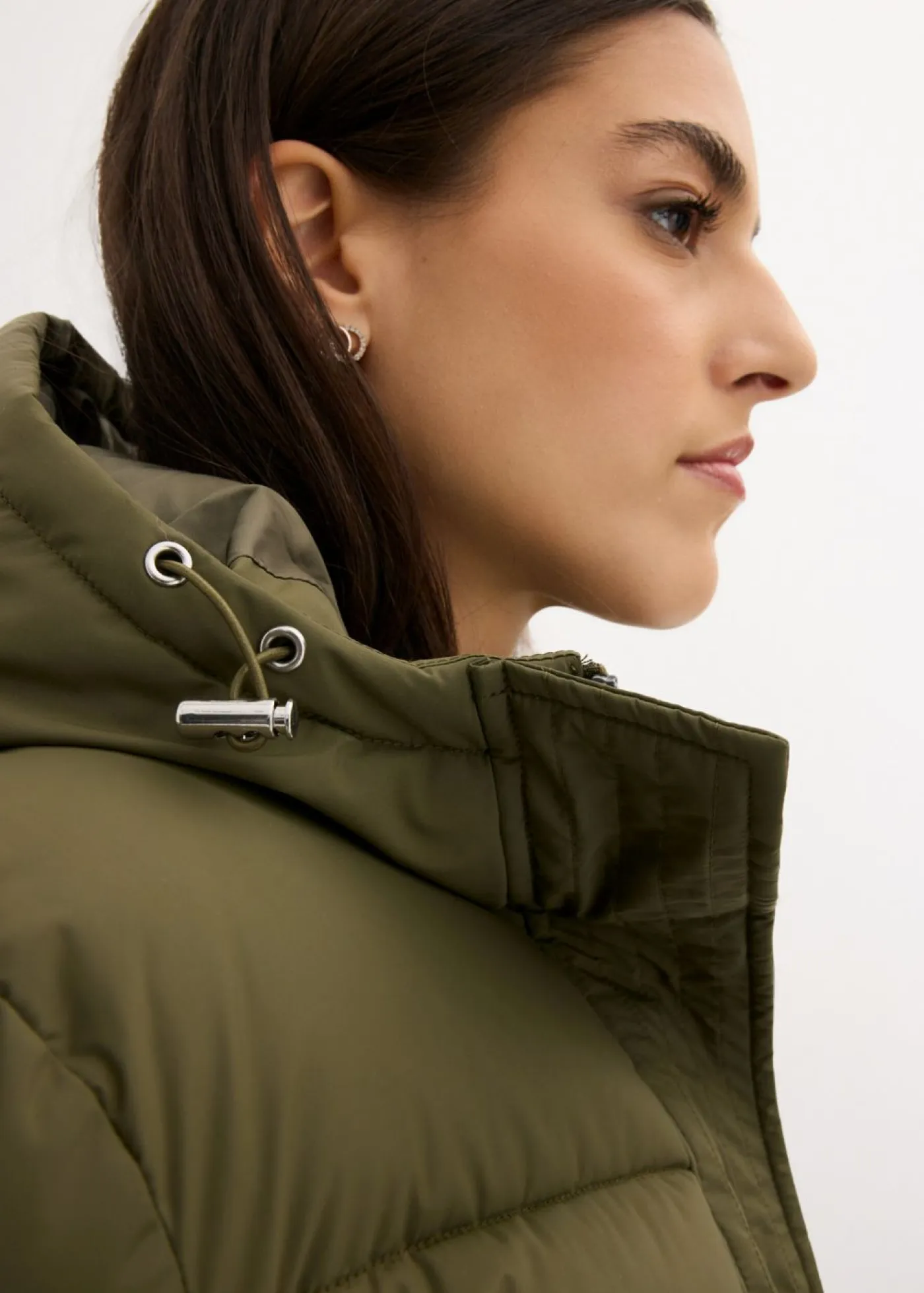 Clearance Abrigo largo guateado con capucha Mujer Chaquetas Y Abrigos