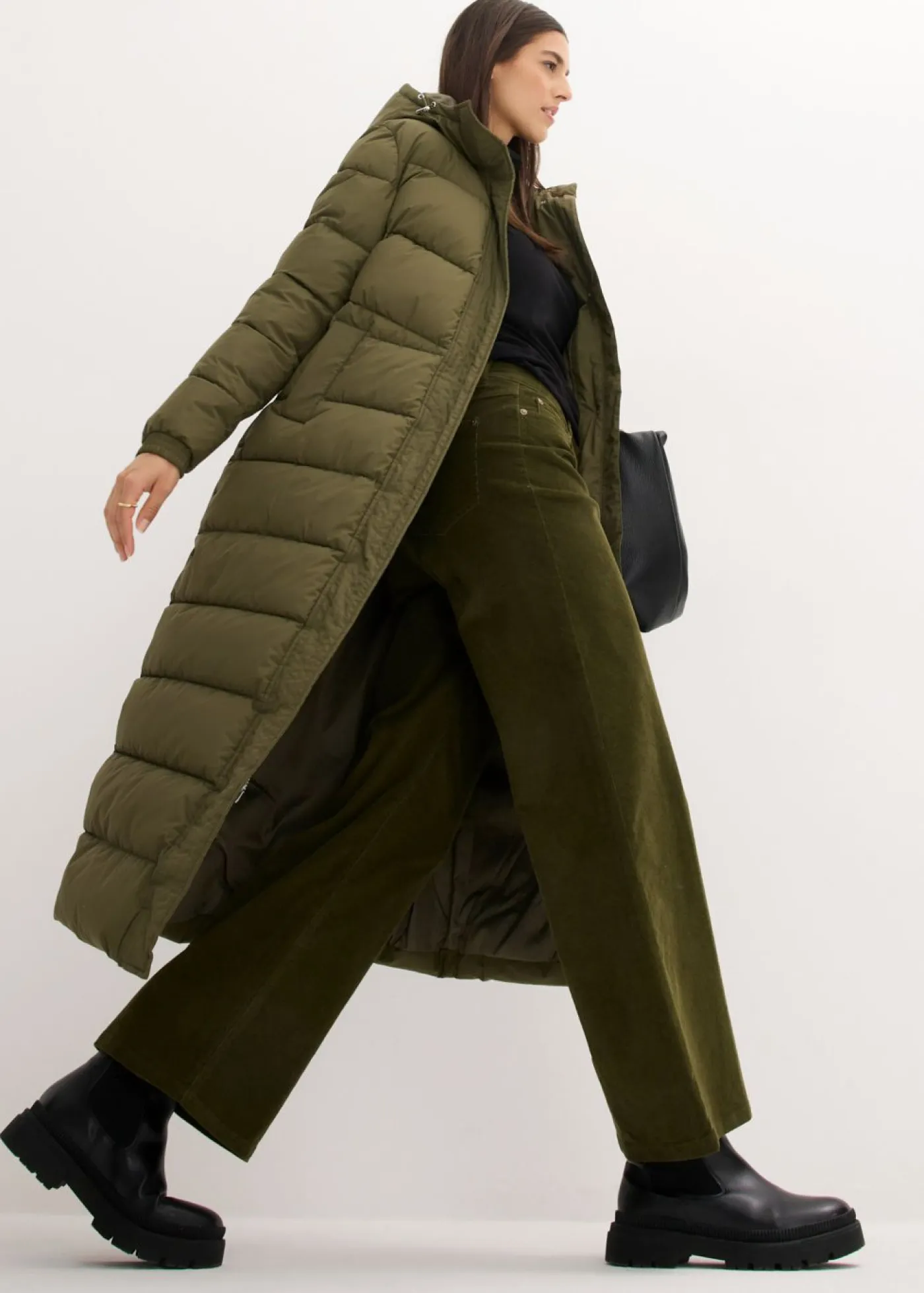 Clearance Abrigo largo guateado con capucha Mujer Chaquetas Y Abrigos