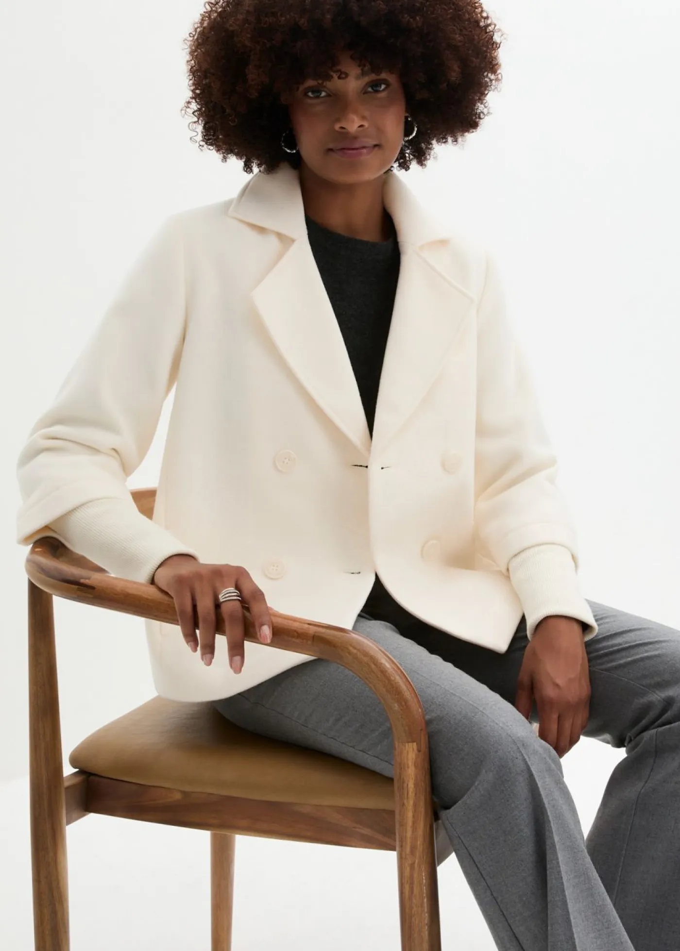 Hot Abrigo marinero con mangas de punto Mujer Chaquetas Y Abrigos