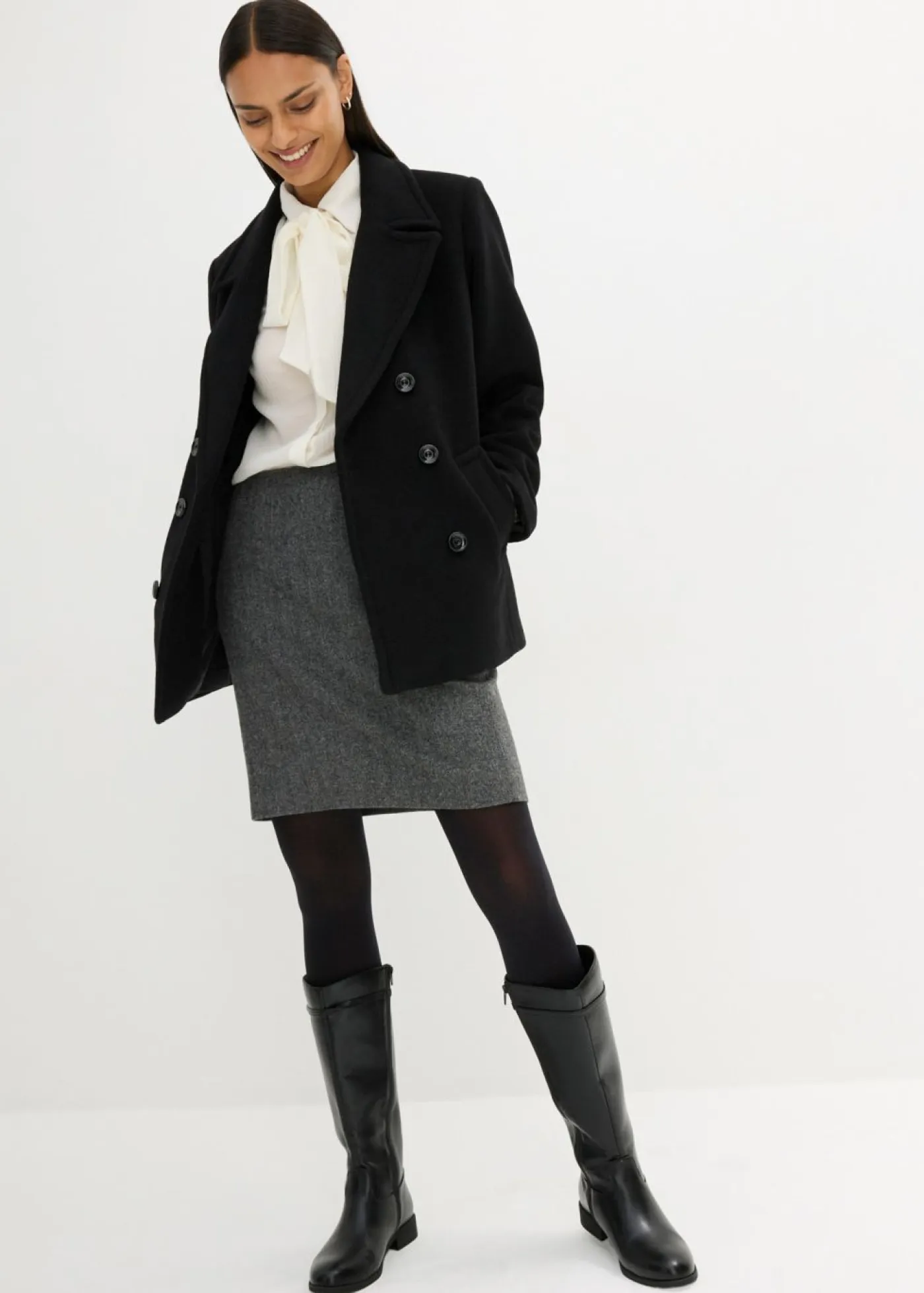 Outlet Abrigo marinero de lana Mujer Premium|Chaquetas Y Abrigos