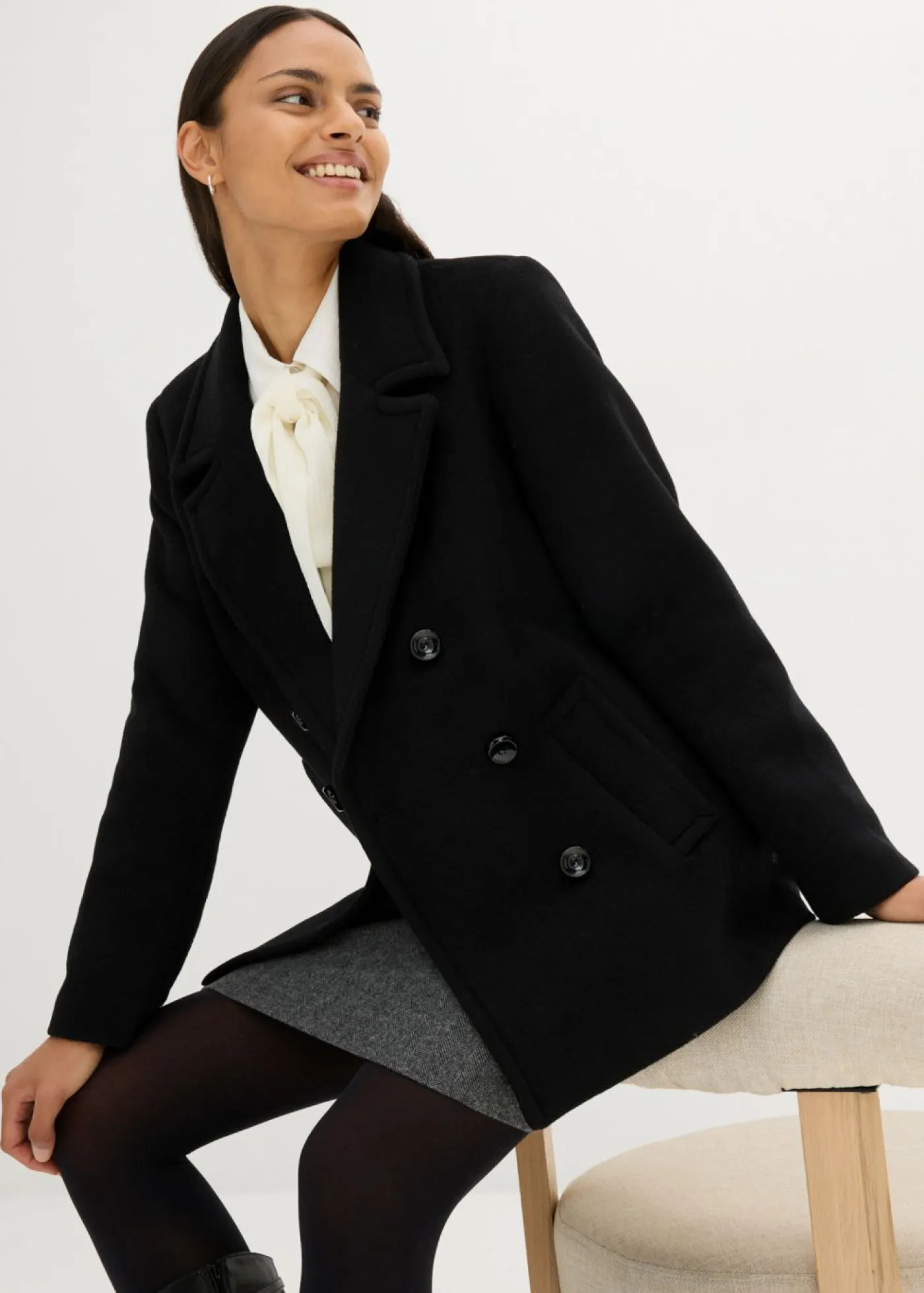 Outlet Abrigo marinero de lana Mujer Premium|Chaquetas Y Abrigos