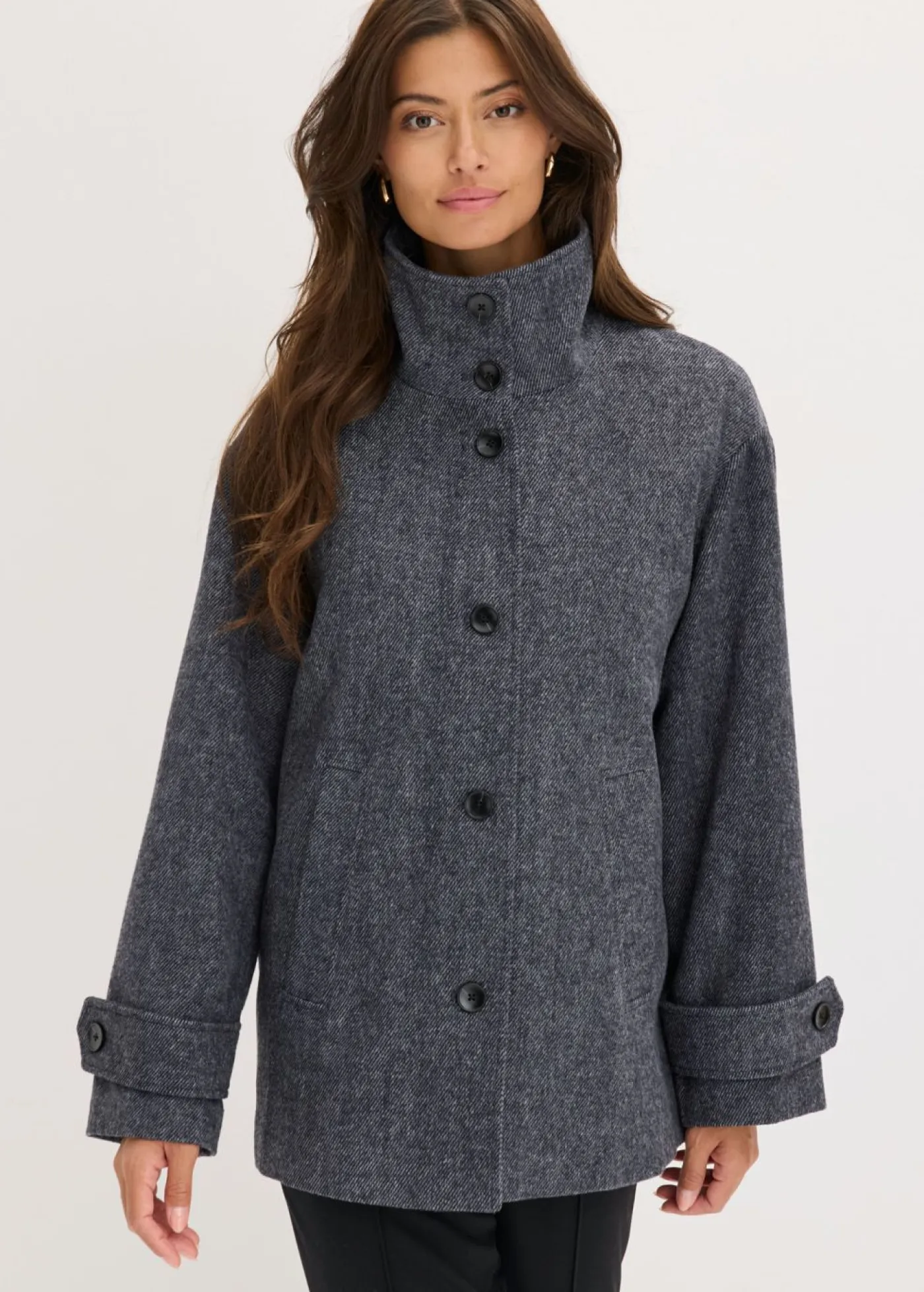 Clearance Abrigo marinero largo con aspecto de lana Mujer Chaquetas Y Abrigos