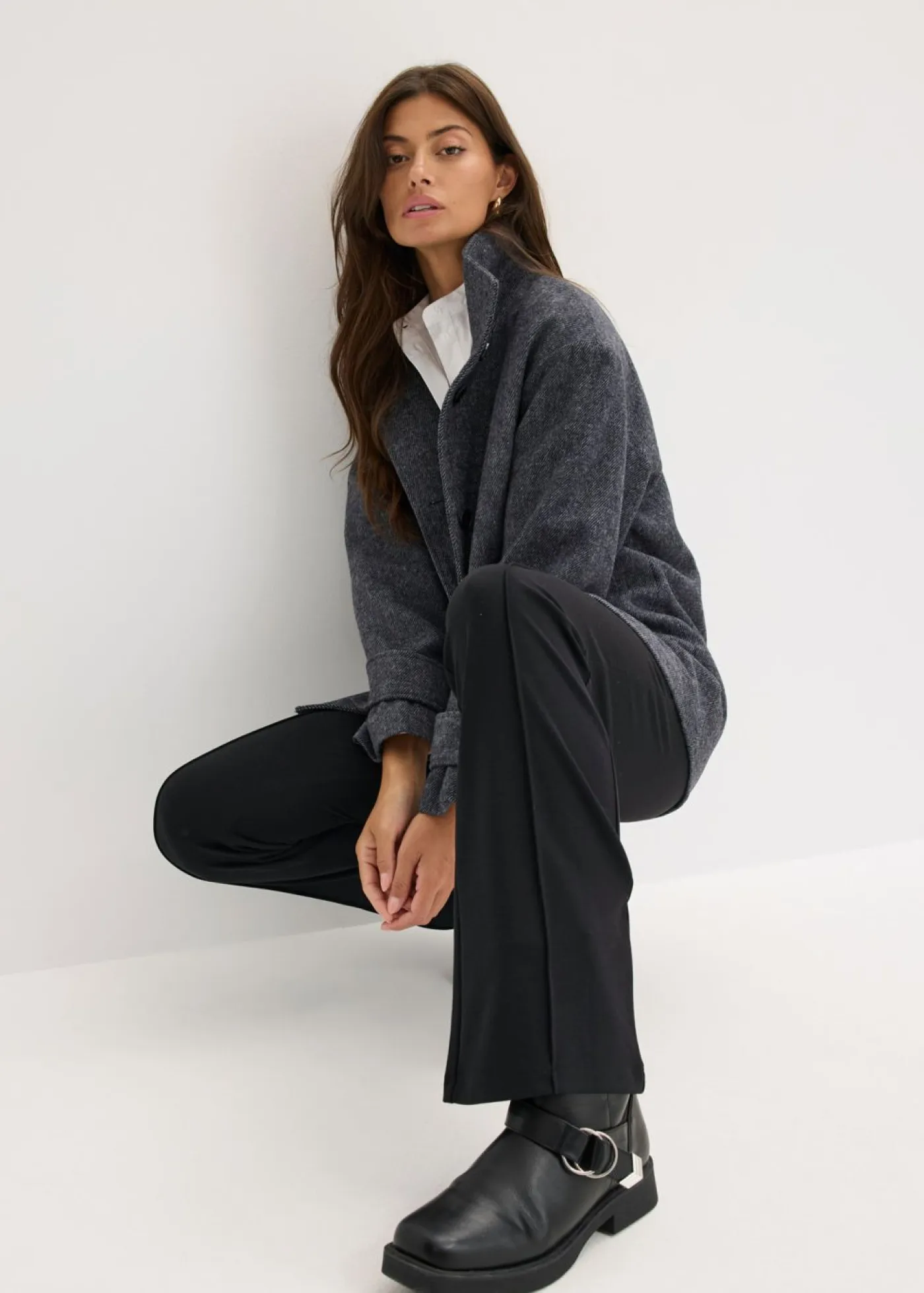 Clearance Abrigo marinero largo con aspecto de lana Mujer Chaquetas Y Abrigos