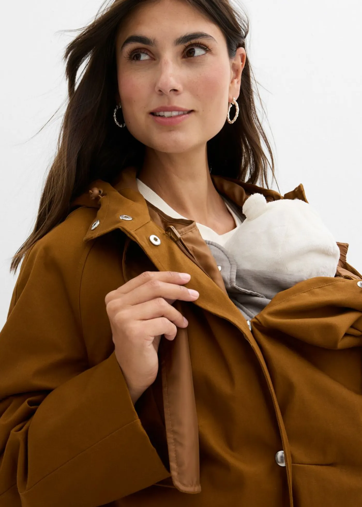 Outlet Abrigo premamá impermeable 6 en 1 con inserto de porteo y chaleco interior desmontable Mujer Premamá