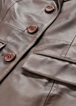 Online Abrigo tipo americana de napa de cordero Mujer Premium|Chaquetas Y Abrigos