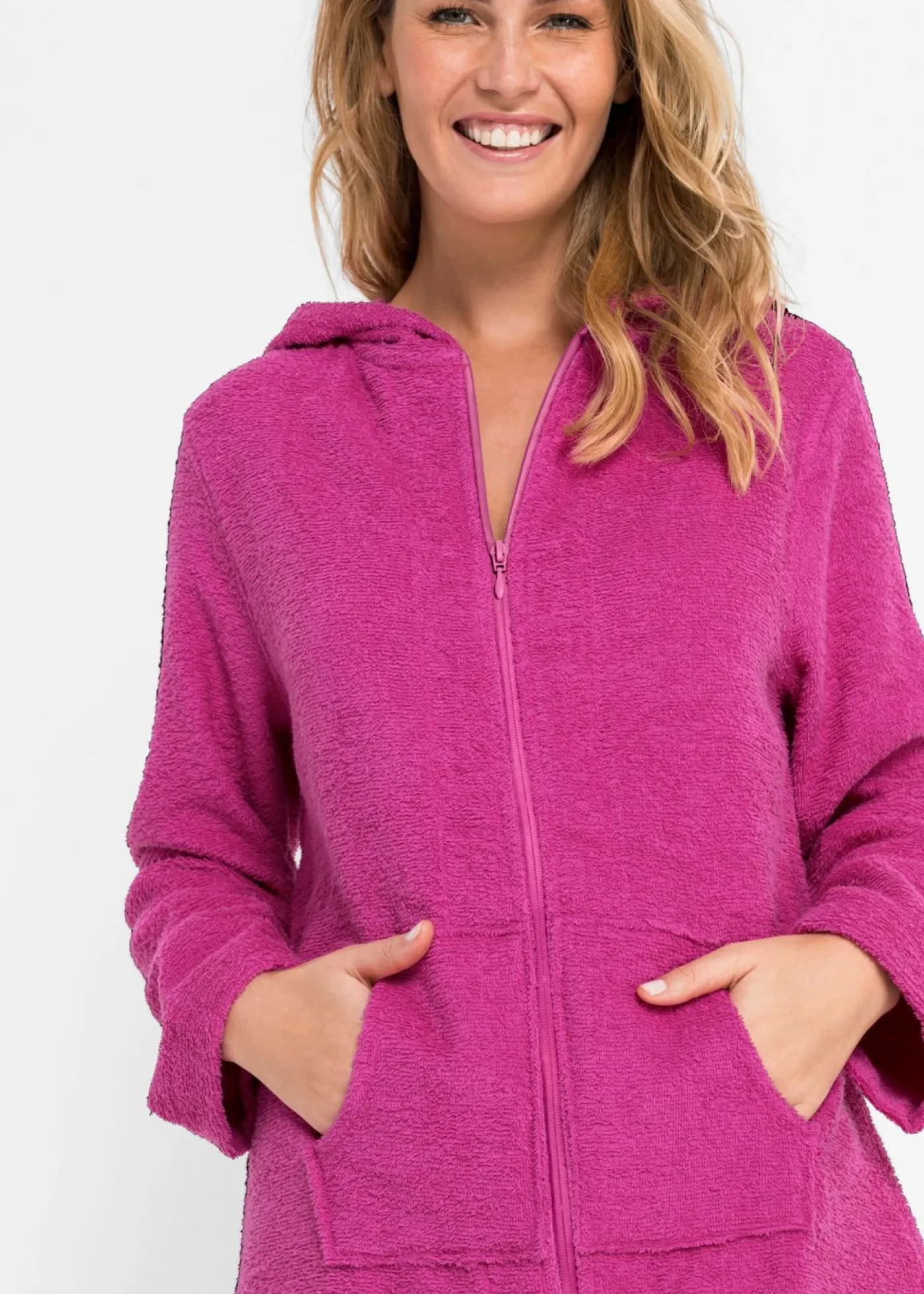 Discount Albornoz de rizo de algodón orgánico con cremallera Mujer Albornoces Y Batas