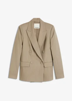 Americana con lyocell y efecto arrugado Mujer Blazers