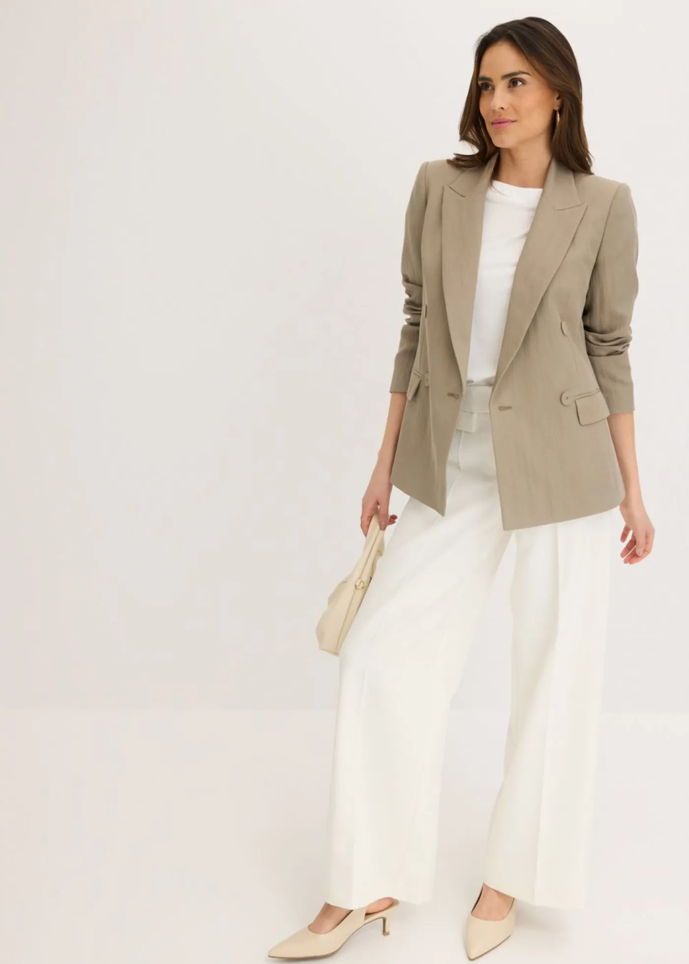 Americana con lyocell y efecto arrugado Mujer Blazers
