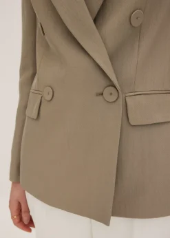 Americana con lyocell y efecto arrugado Mujer Blazers