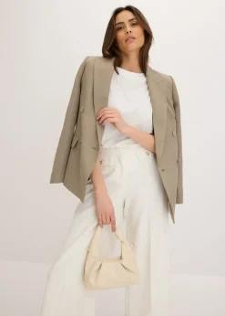Americana con lyocell y efecto arrugado Mujer Blazers