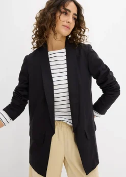 Hot Americana de corte ancho en mezcla de lino y viscosa Mujer Blazers