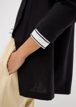 Hot Americana de corte ancho en mezcla de lino y viscosa Mujer Blazers