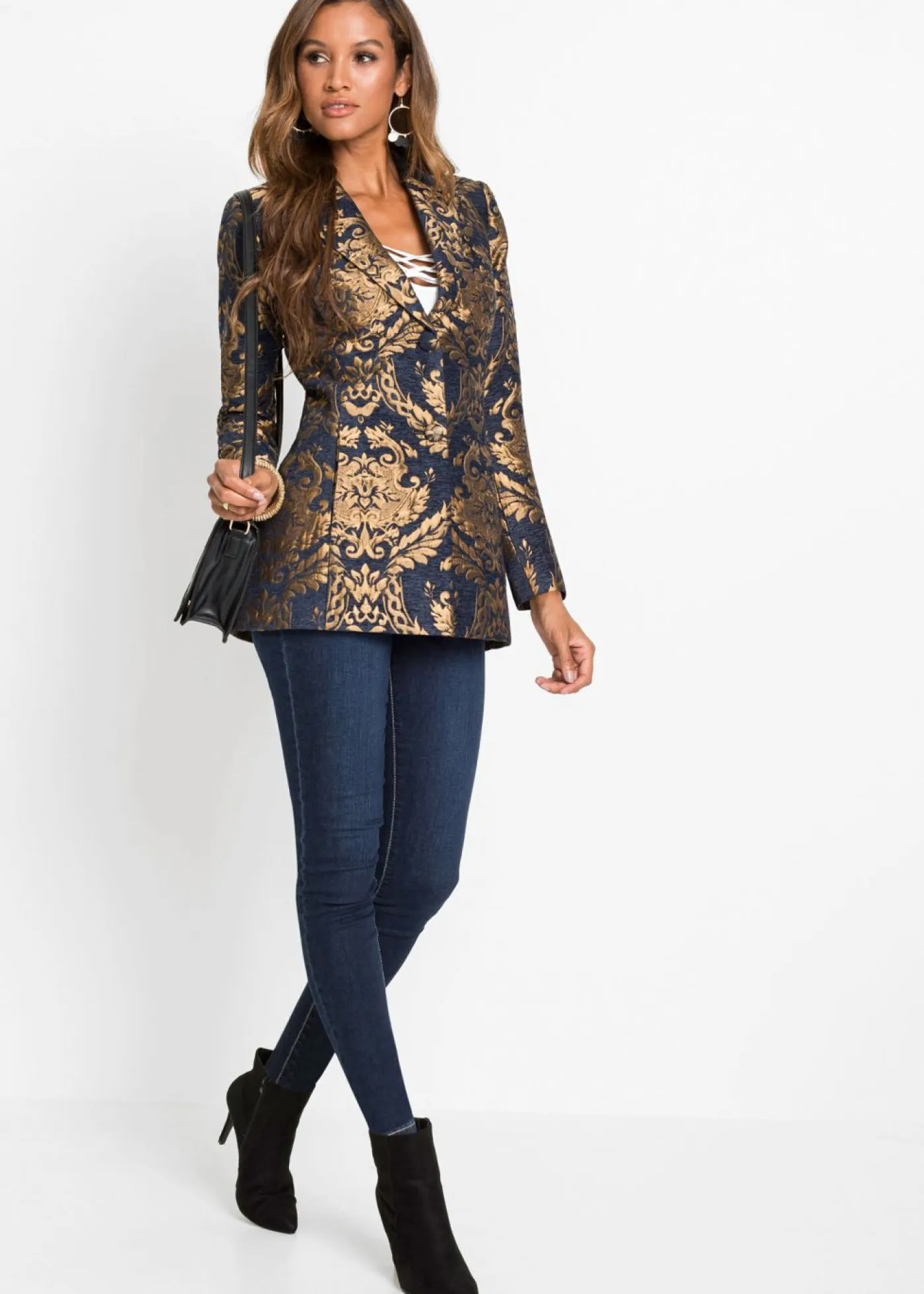Americana de jacquard brillante Mujer Blazers|Ropa Elegante
