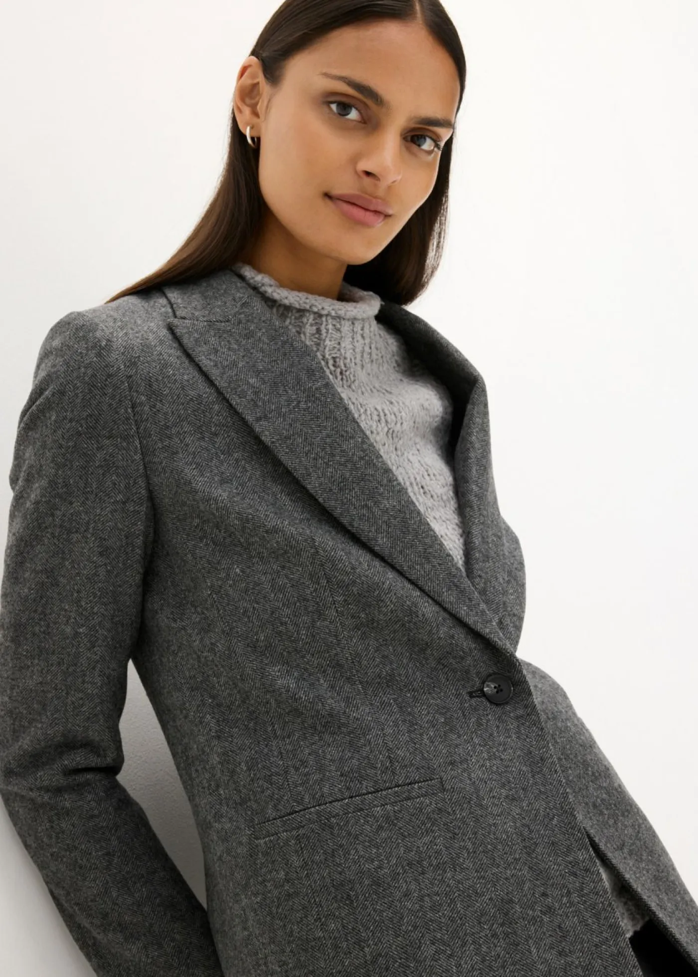 Clearance Americana de lana con patrón en espiga Mujer Blazers