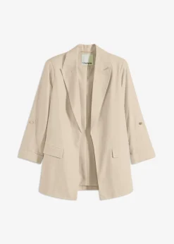 Online Americana de lino con mangas fruncidas Mujer Blazers|Novedades