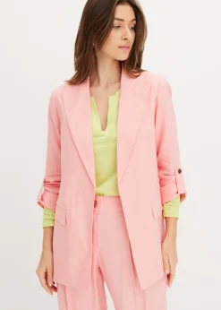 Hot Americana de lino con mangas fruncidas Mujer Blazers|Novedades